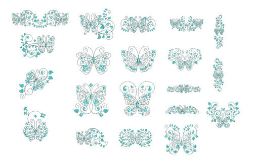 Butterflies Blue Border Embroidery Machine Design Matrices 0