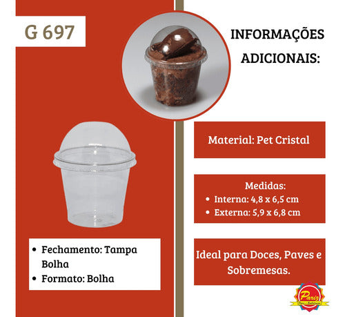 Kit 400 Mini Copo Bolha Para Doce 60ml + Tampa Bolha G 697 1