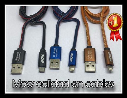 MOW! Luxury Leather Cable for iPhone iPad, Reinforced Quick Charge Metal 1m 25