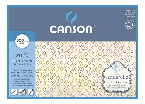 Bloco Aquarela Canson Grão Rugoso Torchon 36x50cm 300g 20fls 0