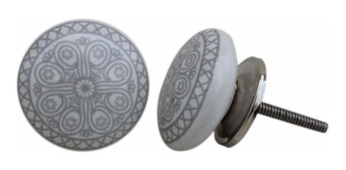 JGARTS 12 Knobs White & Grey Hand Painted Ceramic Knobs Cabinet Drawer Pull 0