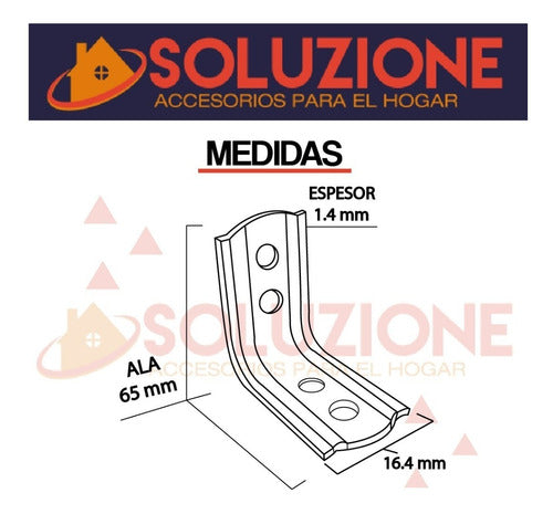 SOLUZIONE Reinforced Angles 65mm X 65mm Metal Pack of 50 Units 4