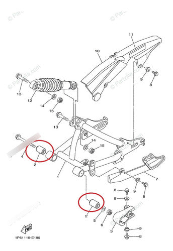 Buje Horquillón Tras Yamaha V80 Gt80 Lb Pw Orig 102-22123-00 5