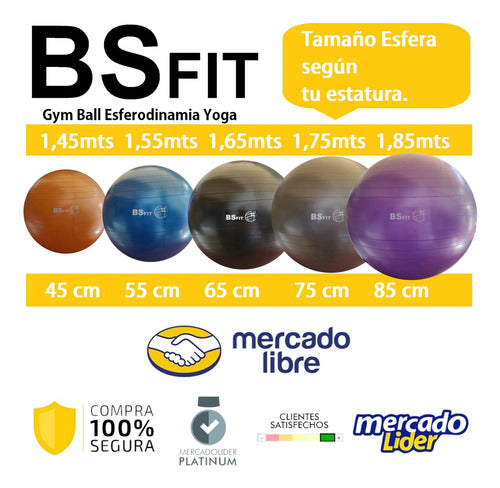 BSFIT Pelota Esferodinamia De 65 Cm Fit Gym Ball Pilates Yoga Esf 3