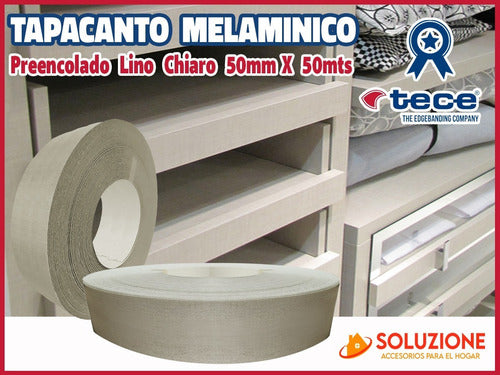 Filo Melaminico Preencolado Lino Chiaro 50mm X 50mts Tece 1