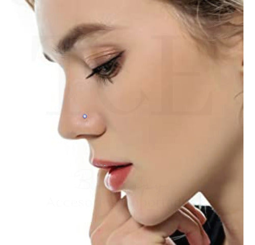 Blue Strass Nostril Nose Piercing Hypoallergenic Silicone 1