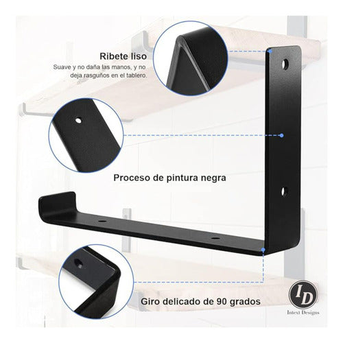 Mensula Para Estante Intext 20 Cm X2 Reforzada + Kit De Inst 3