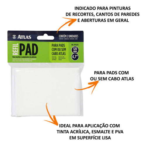 Pad 4¨ Para Pintura Em Paredes + 4 Refils Atlas 2