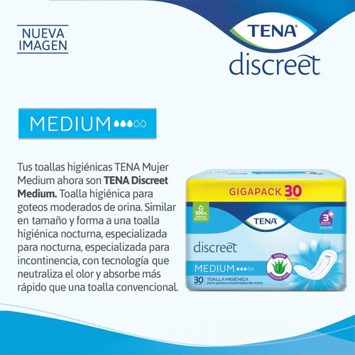 Tena Discreet Medium Hygiene Towels 30 Units 2