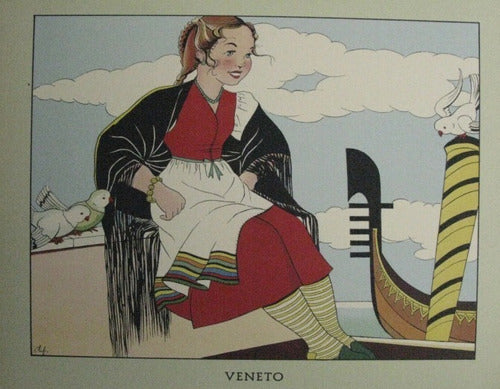 Veneto Italia - Costumbres - Afiche 1951 - Lámina 45x30 Cm. 0