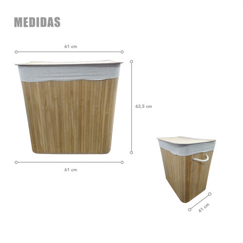 Foldable Bamboo Laundry Basket Reinforced Lightweight 2