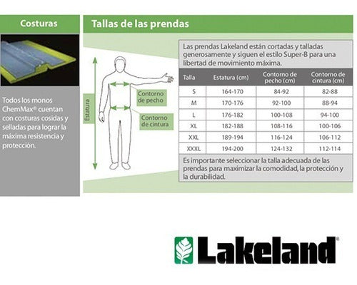 Lakeland Mameluco Overol Chemmax 3 Gris - Proteccion Quimica 4