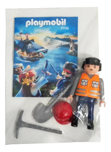 Playmobil Construction Figure with Helmet, Shovel, and Pickaxe 2016 Febo 1