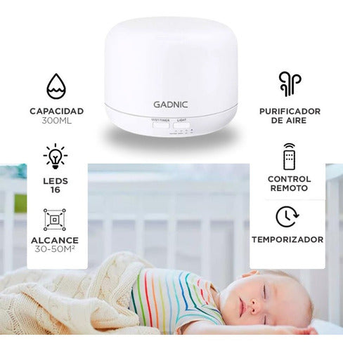 GADNIC Ultrasonic Humidifier Aromatizer 300ml with LED Lights + 2 Premium Essences 125ml 3