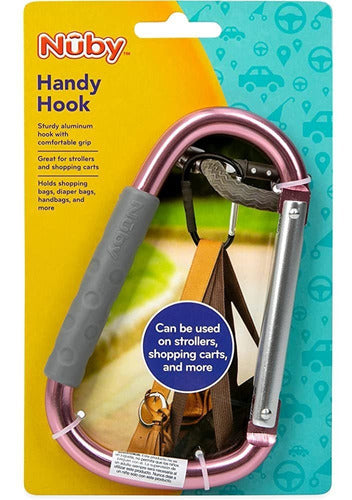 Nuby Large Handy Hook Carabiner Stroller Clip Con Agarre Sua 1