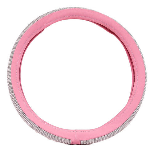 Oregon Steering Wheel Cover 38cm Silver Gloss with Pink 3