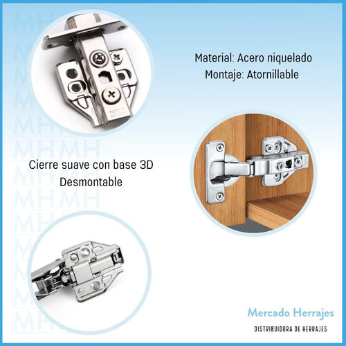 Mercado Herrajes Bisagra Cierre Suave Premium Base 3d Para Puerta Mueble 35mm 1