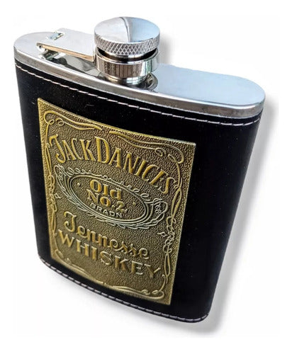 BON TABAC Petacas Acero Inoxidable Eco Cuero Jack Daniels 8 Oz 1