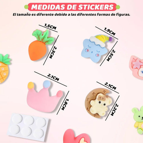 Brother's Bazar Set of 16 Random 3D Relief Kawaii Stickers 4