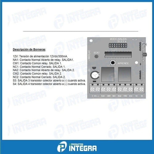 Wireless 4-Channel 433mhz Receiver Kit WKRU4C with 2 Controls 2