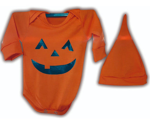 FunnyMG Orange Halloween Baby Bodysuit Set 0