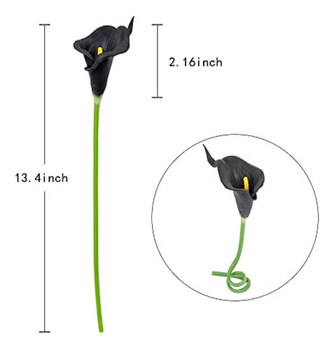 IPOpu 24 Pieces Black Calla Lily Artificial Flowers 2