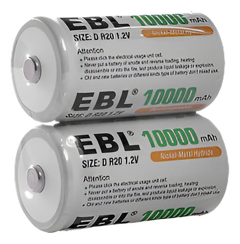 Ebl 10000mah 1pack/2pcs D Tamaño R20 1.2v Ni-mh Batería Reca 0