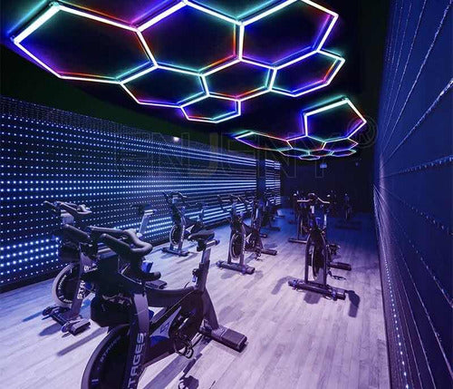 Luz Led Rgb Techo O Pared Panel Hexagonal Gym Club Barberia 1