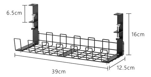 Organizador De Cabos Sob A Mesa Recipiente Preto 1