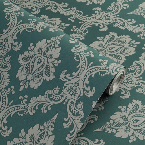 Le Monde Damask Green Dry Wallpaper 0