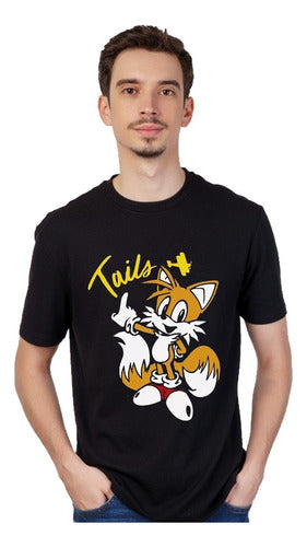 Black Tails Sonic Unisex Short Sleeve Gamer T-shirt 0