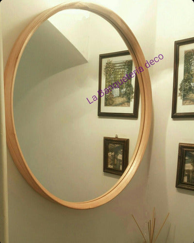 La Banqueteria Deco Round Mirror with Wooden Frame 50cm 0