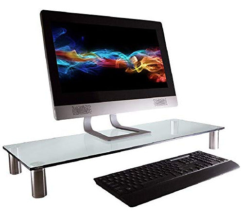 Monoprice Multimedia Glass Metal Desktop Stand 1