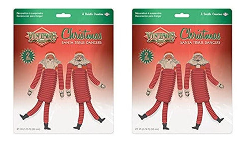 Beistle Vintage Santa Claus Tissue Paper Dancers 4 Piece Christmas Party Decorations, 21" 0