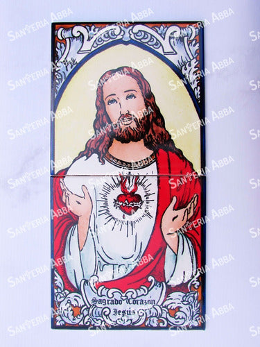 Mayólica Sagrado Corazón -  2 Azulejos - (15 X 30) 1