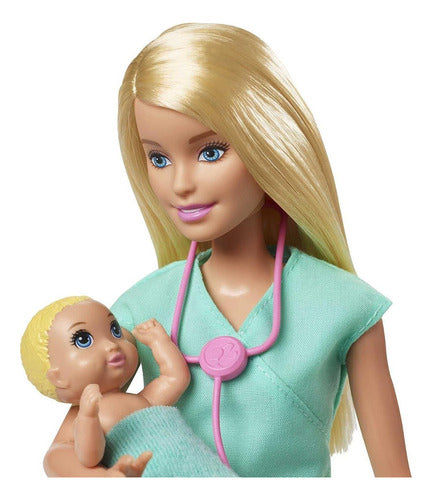 Barbie Articulated Pediatrician Doll with Newborn Baby 1