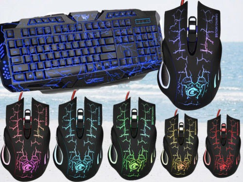 Set De 3colors Retroiluminado Gaming Teclado Multimedia Y Le 1