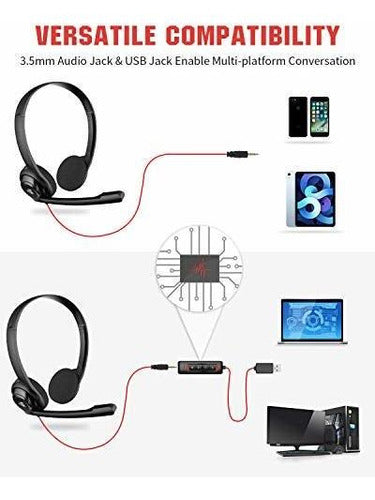 Auriculares Pc 35 M.m/usb Oficina Call Center Mic Plegable 5