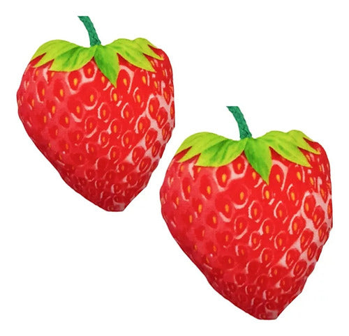 Oasis Set of 2 Strawberry Design Plush Toys with Squeaker 0