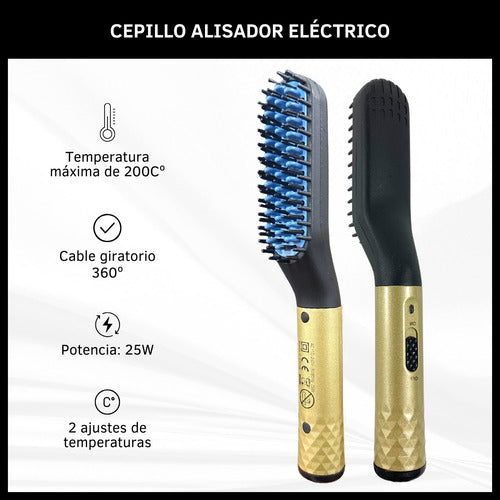 Cepillo Alisador Electrico Brushing Mango Dorado Oryx Full 1