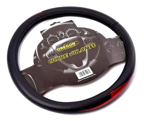 Oregon Universal PVC Steering Wheel Cover 38cm with Reflector in Black and Red 0