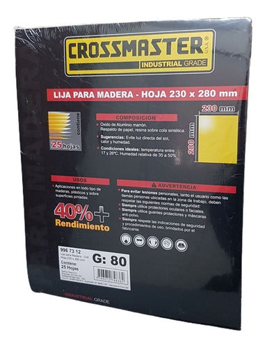 Crossmaster Wood Sanding Sheets Gr. 80 - Pack of 25 Sheets 28x23cm 1