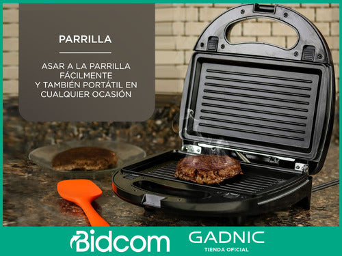 Waflera Eléctrica + Grill + Sandwichera Tostados 3 En 1 750w 4