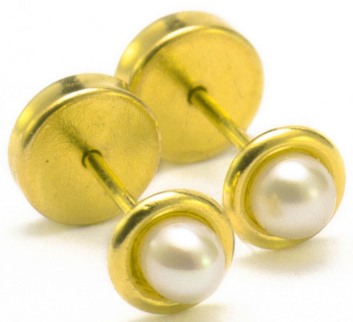 Pair of Pearl Opener Earrings 18k Gold Bezel Guarantee El Trust 2