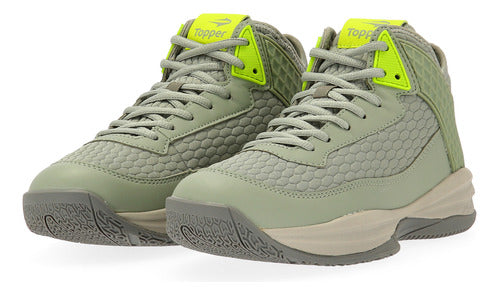 Topper Basketball Sneakers Block Men in Gray and Lime | Dexter 5