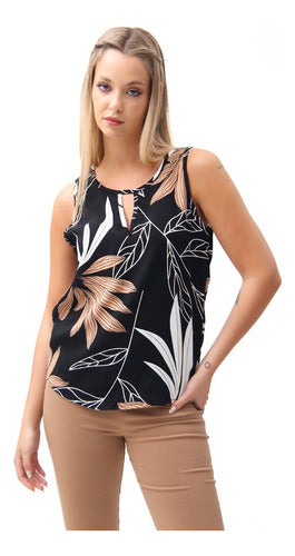 New Liza Blusa Lino Estampado 23-58 0