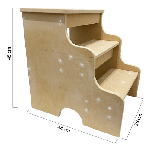 Banquito Staircase Stool 3 Steps, Ideal for Bunk Beds, Ready to Paint 1