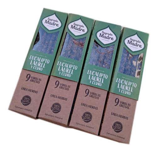 Combo of 4 Boxes of Sagrada Madre Eucalyptus, Laurel, and Cedar Incense 0