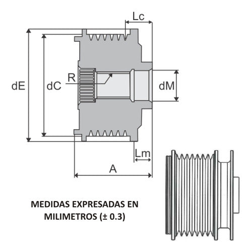 Polea De Rueda Libre Para Alternador 6c Tamatel 35012 0