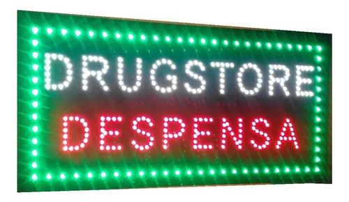 Cartel Led Drugstore Abierto Maxikiosco O La Q` Quieras Pedi 0